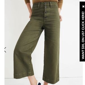 Madewell Emmett wide leg crop pants button front